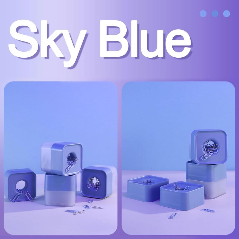 MultiBey New Two-color Paper Clips in Elegant Magnetic Frosted Square Clip Holder, 28mm, 130 Clips per Box (Sky Blue) - Image 4